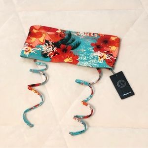🆕 NWT Relleciga Tropical Floral Strapless Bandeau Bikini Top